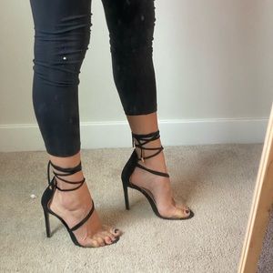 White Fox Boutique Black Lace Up Stiletto Sandal